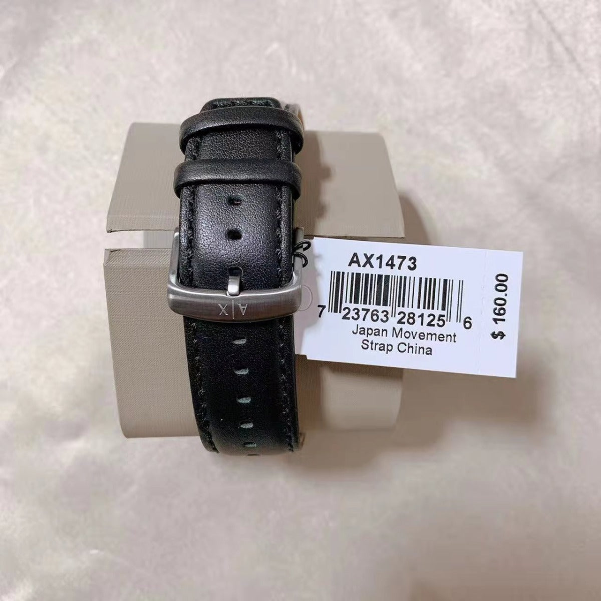 Armani Exchange AX1473 Three-Hand Date Black Leather Watch Armani Exchange AX1473 Three-Hand Date Black Leather Watch